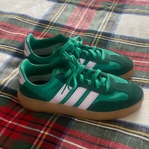 adidas Green Retro Low-Top Sneakers with White Stripes